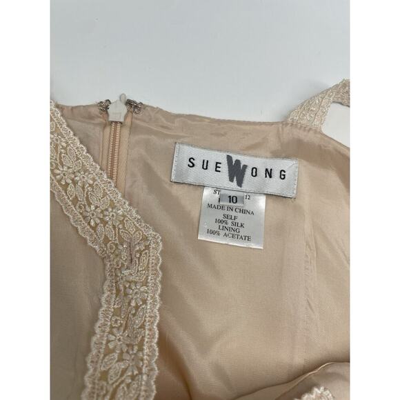 Sue Wong Nocturne Silk Floral Embroidered Maxi Dress Gown Y2k Vintage 90s Flowy - Picture 12 of 13